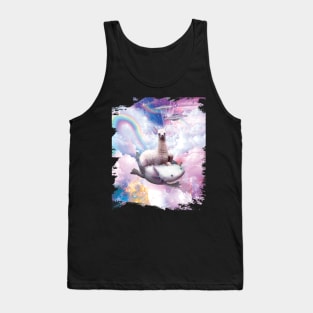 Space Llama Riding Axolotl - Rainbow Tank Top